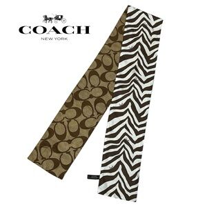 Coach VINTAGE Y2K 100‎ Silk Signature and Zebra Print Scarf
